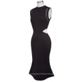 Kate Kasin sem mangas de poliéster e spandex com pescoço alto em forma de cadáver Bodycon Pencil Mermaid Black Dress KK000680-1